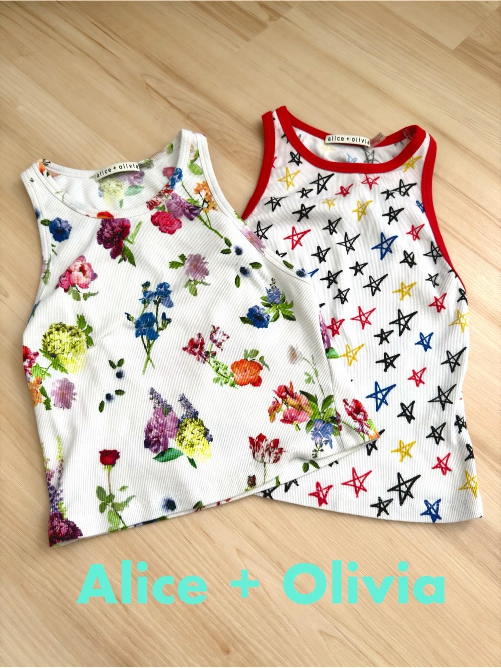 🍉Alice + Olivia Floral White Tank Crop Top Bundle Lele Pons Red Star